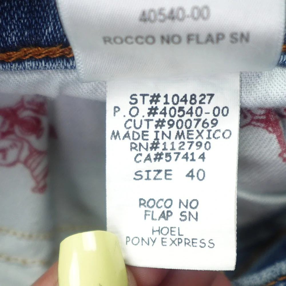 True Religion Jeans Mens 40 Blue Distressed Rocco Relaxed Skinny Pony Express
